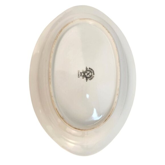 Noritake China 5487 Oval Dish With Floral Leaf Design Made In Japan Porcelain - Picture 2 of 9